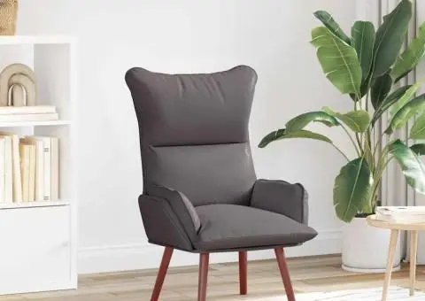 Fotoliu de relaxare, gri, piele ecologică - 1/5