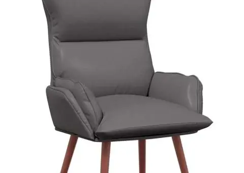 Fotoliu de relaxare, gri, piele ecologică - 2/5