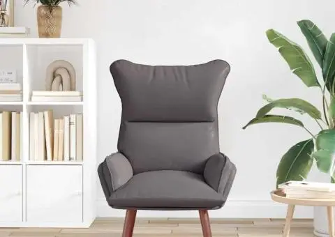 Fotoliu de relaxare, gri, piele ecologică - 3/5