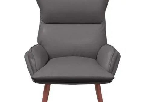 Fotoliu de relaxare, gri, piele ecologică - 4/5