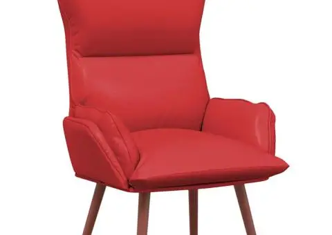 Fotoliu de relaxare, roșu, piele ecologică - 2/5