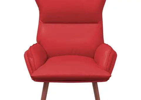 Fotoliu de relaxare, roșu, piele ecologică - 4/5