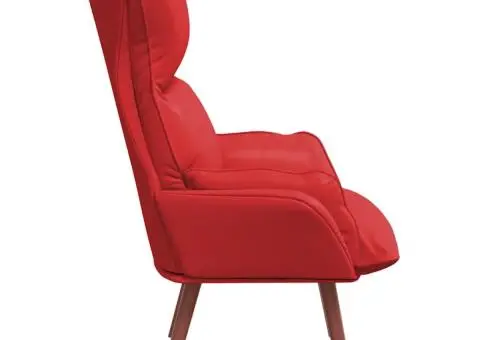 Fotoliu de relaxare, roșu, piele ecologică - 5/5