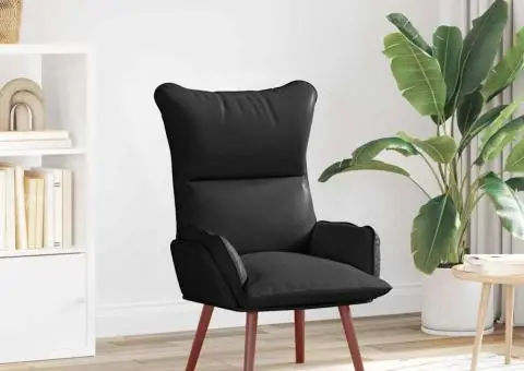 Fotoliu de relaxare, negru, piele ecologică - 1/5