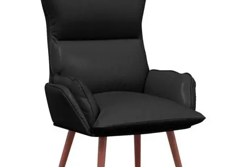 Fotoliu de relaxare, negru, piele ecologică - 2/5