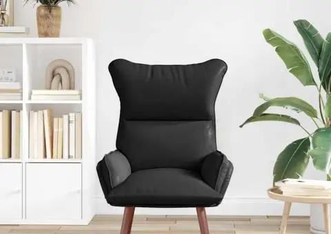 Fotoliu de relaxare, negru, piele ecologică - 3/5