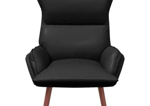 Fotoliu de relaxare, negru, piele ecologică - 4/5