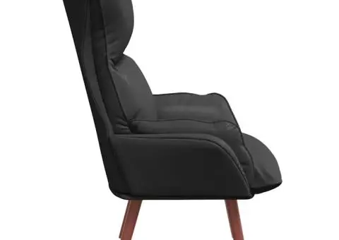 Fotoliu de relaxare, negru, piele ecologică - 5/5