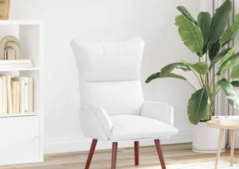 Fotoliu de relaxare, alb, piele ecologică - 1/5