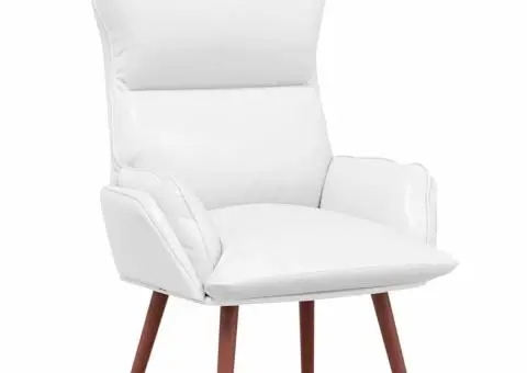 Fotoliu de relaxare, alb, piele ecologică - 2/5