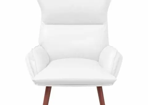 Fotoliu de relaxare, alb, piele ecologică - 4/5