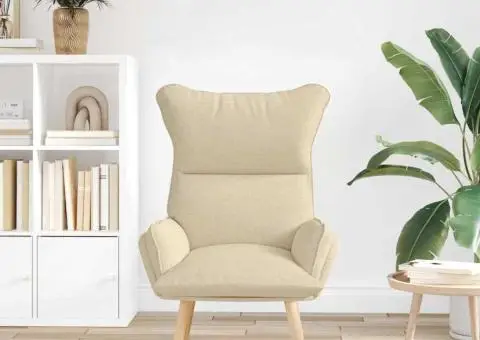 Fotoliu de relaxare, crem, textil - 3/5