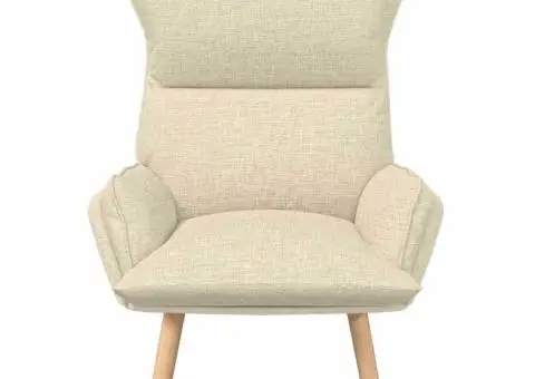 Fotoliu de relaxare, crem, textil - 4/5