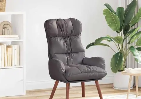 Fotoliu de relaxare, gri, piele ecologică - 1/5