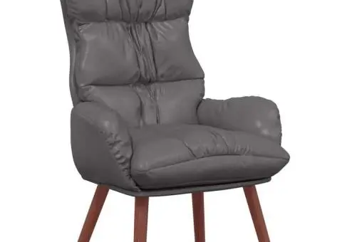 Fotoliu de relaxare, gri, piele ecologică - 2/5