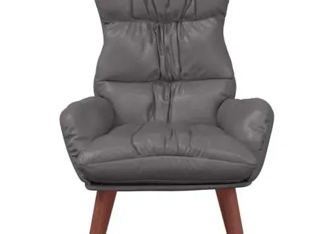 Fotoliu de relaxare, gri, piele ecologică - 4/5