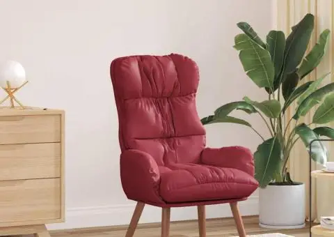 Fotoliu Relaxant Roșu Vânat din Piele Artificială - 1/5