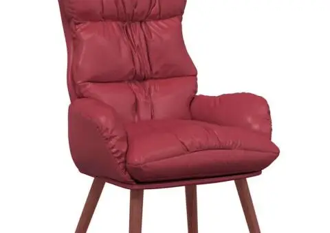 Fotoliu Relaxant Roșu Vânat din Piele Artificială - 2/5