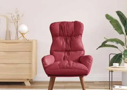 Fotoliu Relaxant Roșu Vânat din Piele Artificială - 3/5