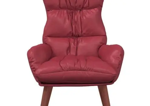 Fotoliu Relaxant Roșu Vânat din Piele Artificială - 4/5