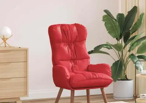 Fotoliu de relaxare, roșu, piele ecologică - 1/5