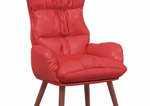 Fotoliu de relaxare, roșu, piele ecologică - 2/5
