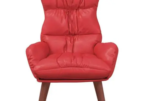 Fotoliu de relaxare, roșu, piele ecologică - 4/5