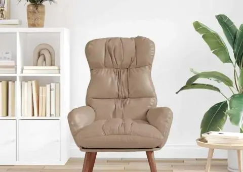 Fotoliu de relaxare, cappuccino, piele ecologică - 3/5