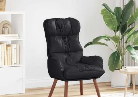 Fotoliu de relaxare, negru, piele ecologică - 1/5