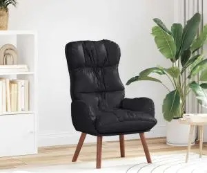 Fotoliu de relaxare, negru, piele ecologică