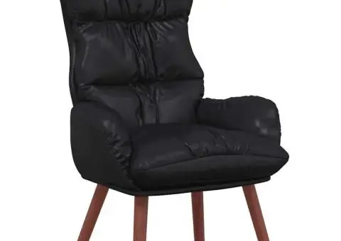 Fotoliu de relaxare, negru, piele ecologică - 2/5