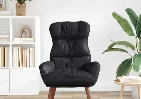 Fotoliu de relaxare, negru, piele ecologică - 3/5