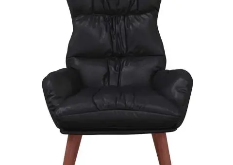 Fotoliu de relaxare, negru, piele ecologică - 4/5