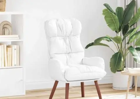 Fotoliu de relaxare, alb, piele ecologică - 1/5