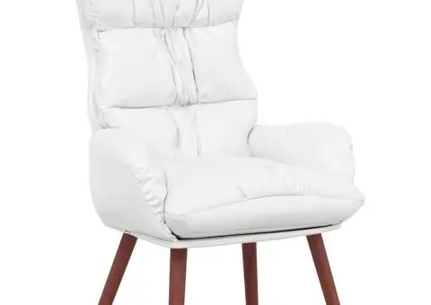 Fotoliu de relaxare, alb, piele ecologică - 2/5