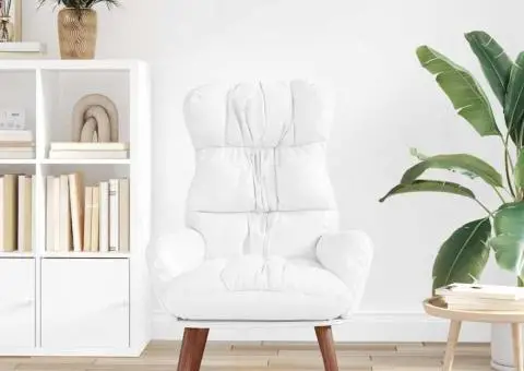 Fotoliu de relaxare, alb, piele ecologică - 3/5