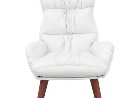 Fotoliu de relaxare, alb, piele ecologică - 4/5