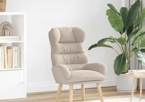 Fotoliu de relaxare, gri deschis, material similar lână - 1/5