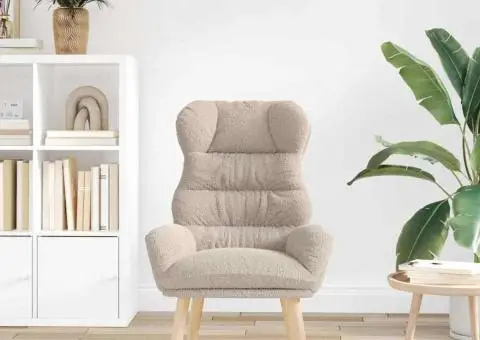 Fotoliu de relaxare, gri deschis, material similar lână - 3/5