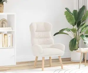 Fotoliu de relaxare, crem, material similar lână