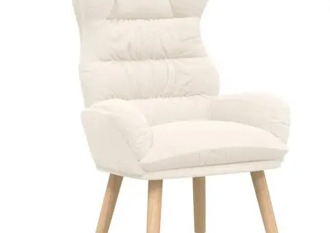 Fotoliu de relaxare, crem, material similar lână - 2/5