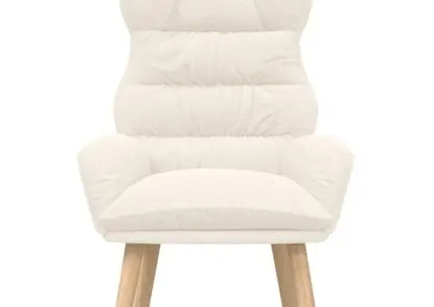 Fotoliu de relaxare, crem, material similar lână - 4/5