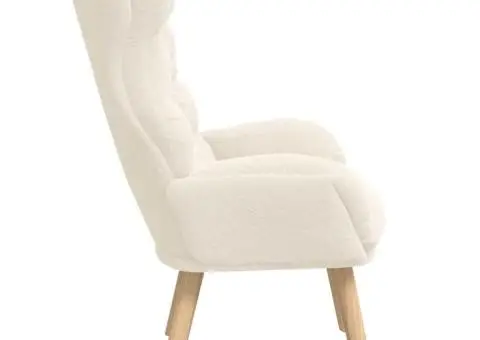 Fotoliu de relaxare, crem, material similar lână - 5/5