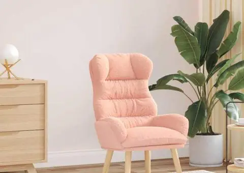 Fotoliu de relaxare, roz, material similar lână - 1/5