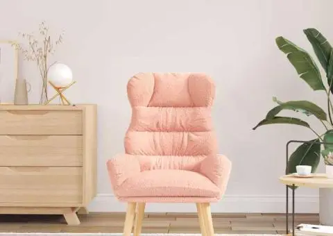 Fotoliu de relaxare, roz, material similar lână - 3/5