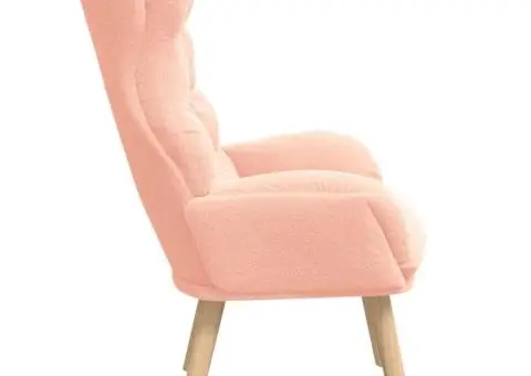 Fotoliu de relaxare, roz, material similar lână - 5/5