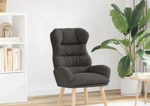 Fotoliu de relaxare, gri închis, material similar lână - 1/5