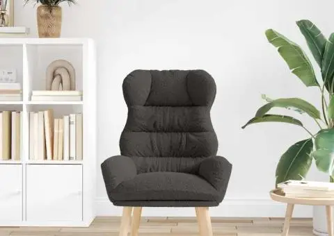 Fotoliu de relaxare, gri închis, material similar lână - 3/5