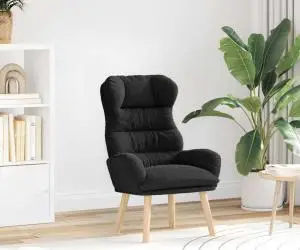 vidaXL Fotoliu de relaxare, negru, material similar lână