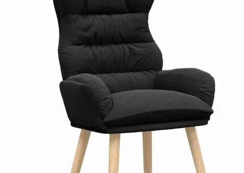 Fotoliu de relaxare, negru, material similar lână - 2/5